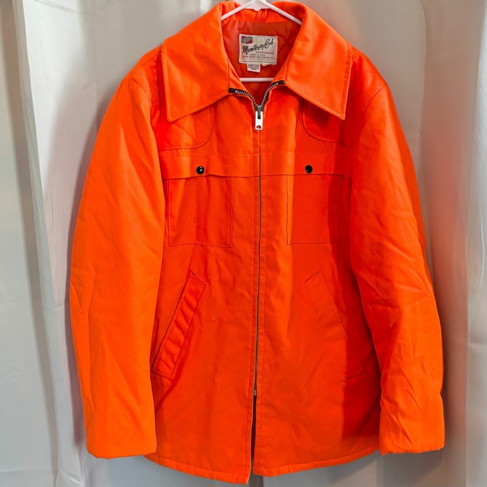 Vtg Monterey Club Sportswear Hunting Field Coat Large Blaze Orange Parka 18853